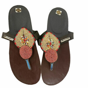 MSGANA Beaded African Thong Sandal Flip Flop